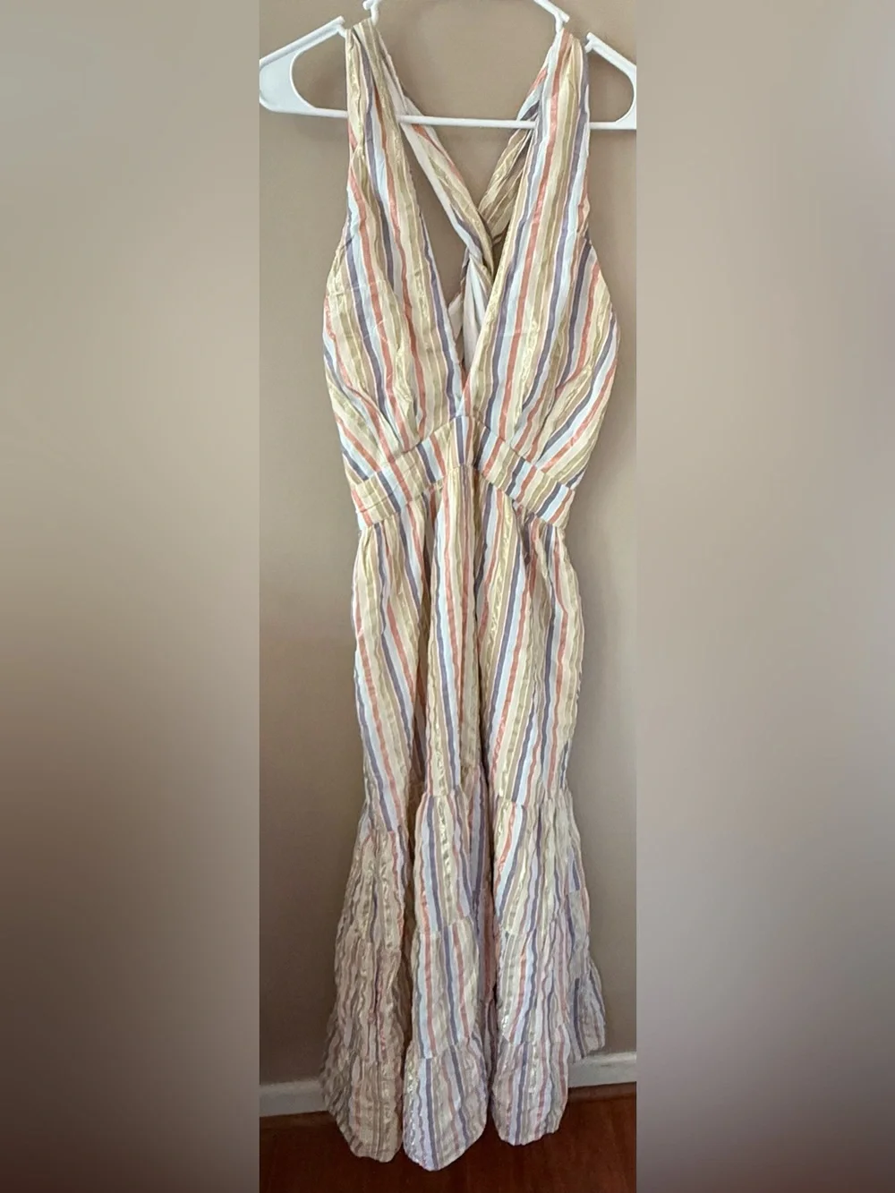 Boden metallic stripe maxi dress size 4 nwt style D0638